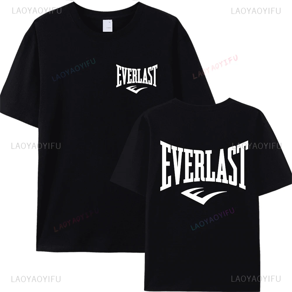 EVERLAST Boxing Logo Cotton T-shirt Fashion Men's and Women's Short-sleev Printed Tshirt Casual Harajuku Street Clothes Tops