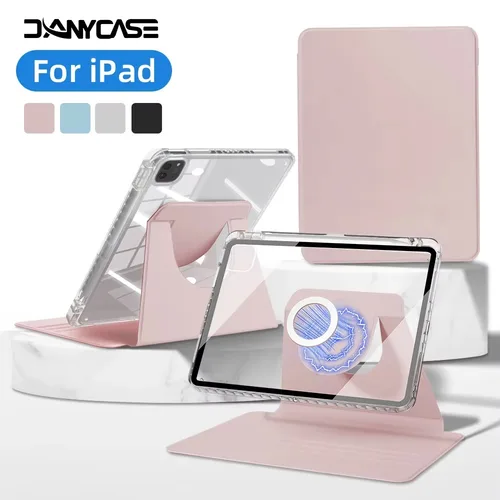 Para iPad 360 °   Funda giratoria 2025 Air 11 13 M2 M3 M4 para iPad 10/11th(A16)10.9in Air 5/4 Acrílico transparente 5/6/7/8/9th Mini6 7