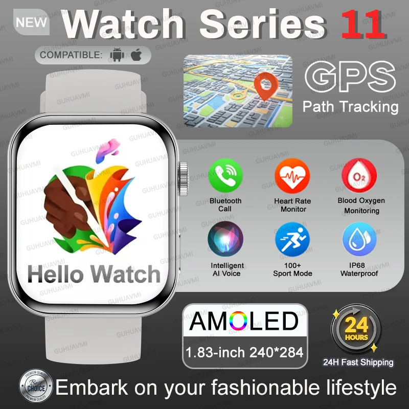 Version mondiale mode nouvelle montre série 11 hommes femmes SmartWatch GPS trajetionnaire Bracelet HD Bluetooth appel Sport montre étanche