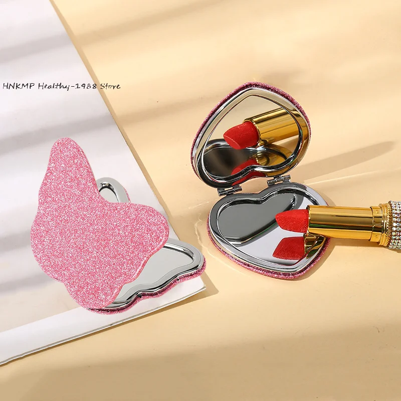 Heart Shape Makeup Mirror Girl Cute Small Mirror Portable Student Folding Mirror Cosmetic Beauty Tools Handheld