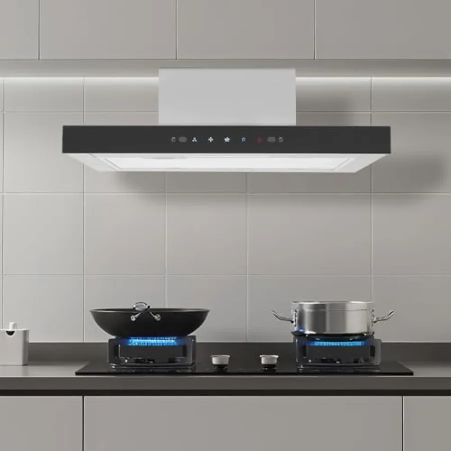 شفاط فوق الخزانة مقاس 23 بوصة لتهوية المطبخ ومروحة عادم من الفولاذ المقاوم للصدأ 350CFM مع 3 إعدادات للسرعة وإضاءة LED #3