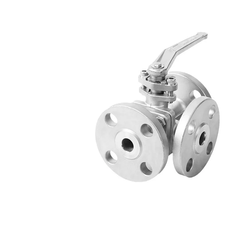 Manual 3-way Flanged Ball Valve 304 Stainless Steel Ball Valve, 3-way High Platform