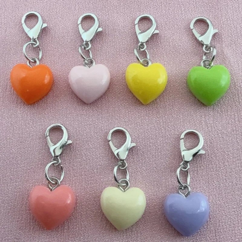 7pcs resin heart-shaped keychain, suitable for bag hanging accessories, the best choice for gifts