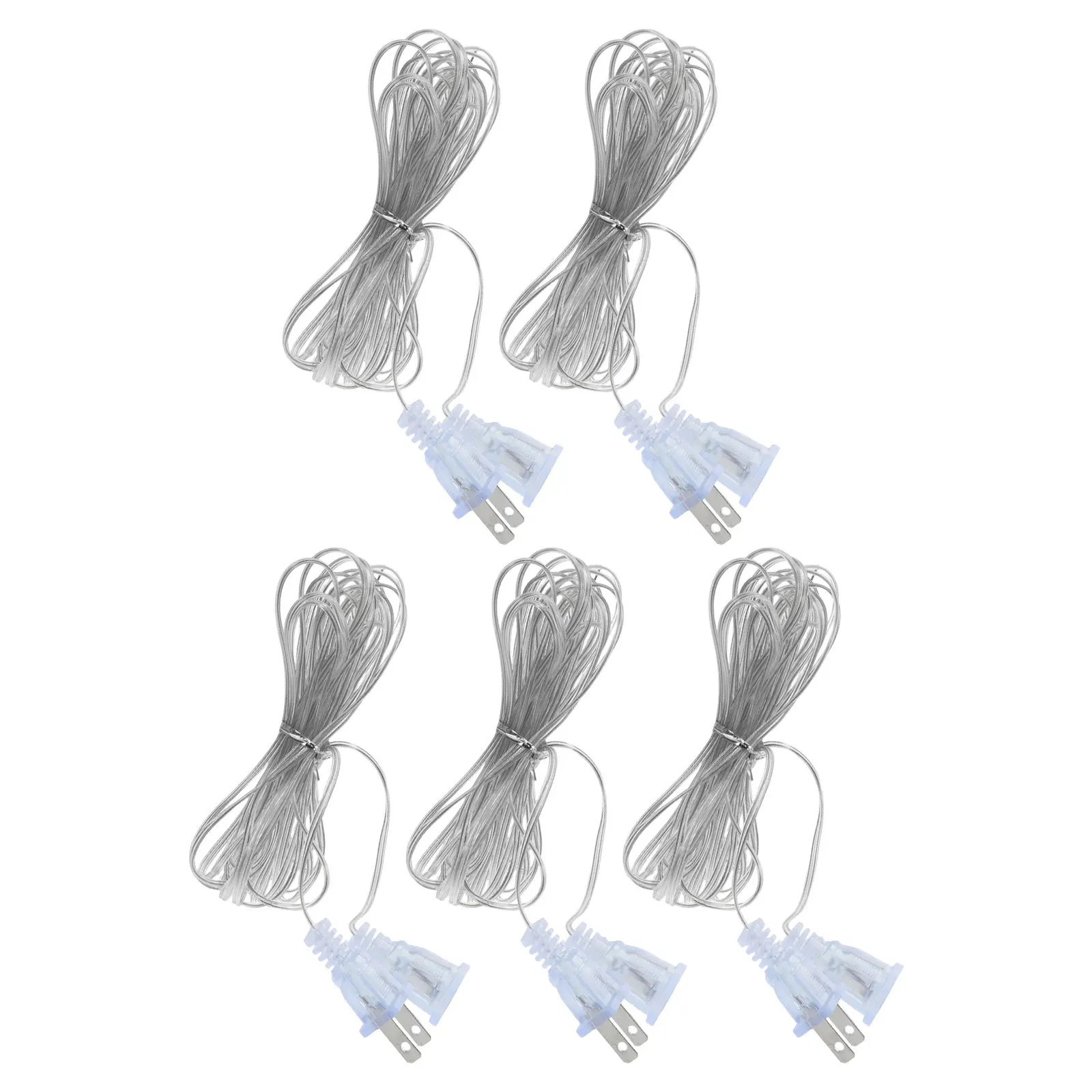 

5Pcs Transparent Indoor Extension Cord for String Lights Male to Female Power Cable Christmas Fairy Light Extension