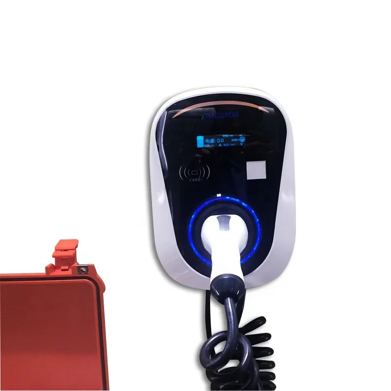 TUV CE  Duosida 32A 7.2kw ev fast wallbox charger station with wifi function coiled cable