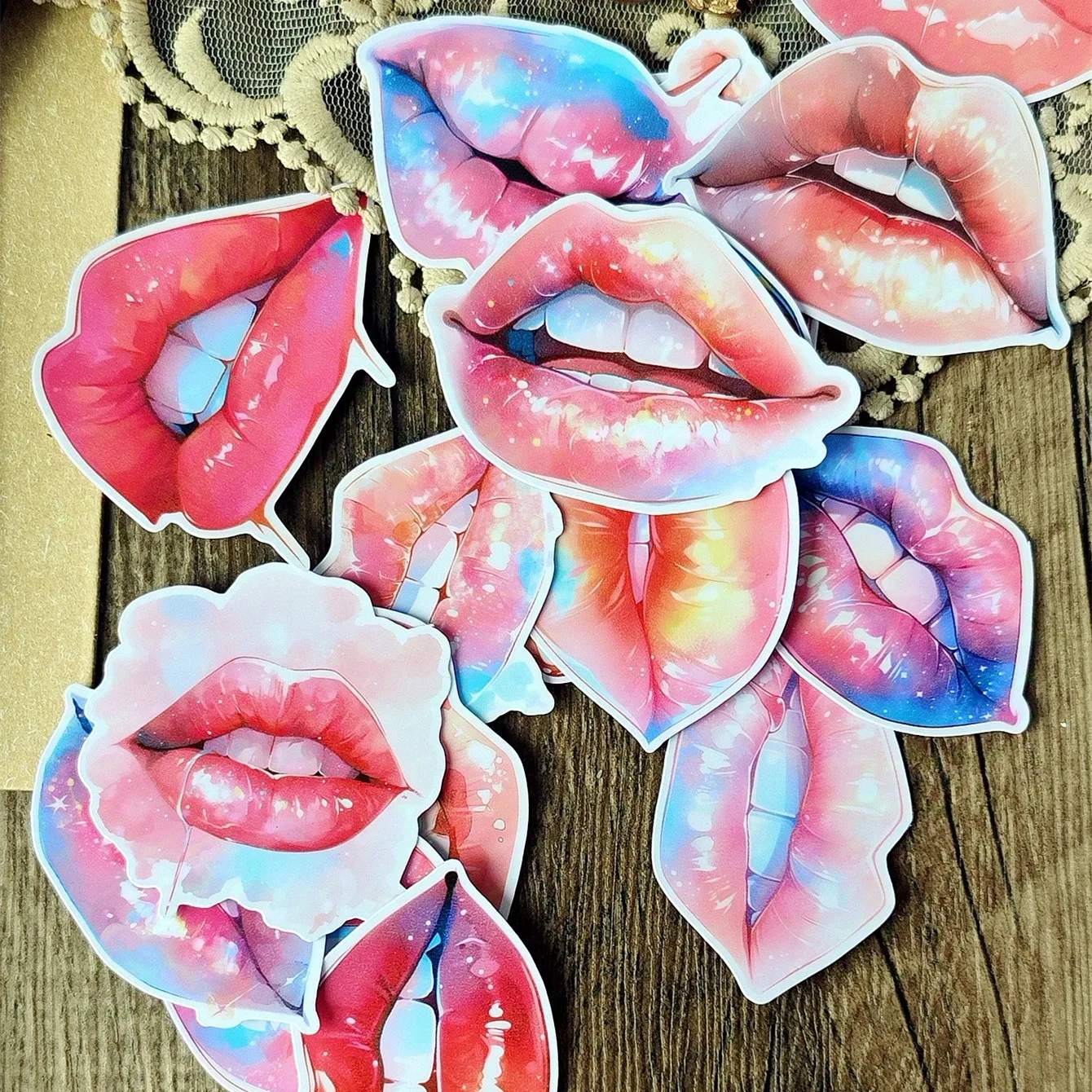 19pcs Creative Cute Self-made Cute lips/Lick Scrapbooking Stickers /Decorative Sticker /DIY Craft Photo Albums Kawaii