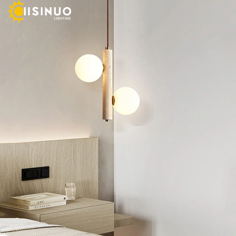 وابي سابي نمط الأصفر الكهف حجر قلادة ضوء السرير معلقة مصباح السقف الطويل خمر كرة فقاعات تركيبة إضاءة المنزل ديكو