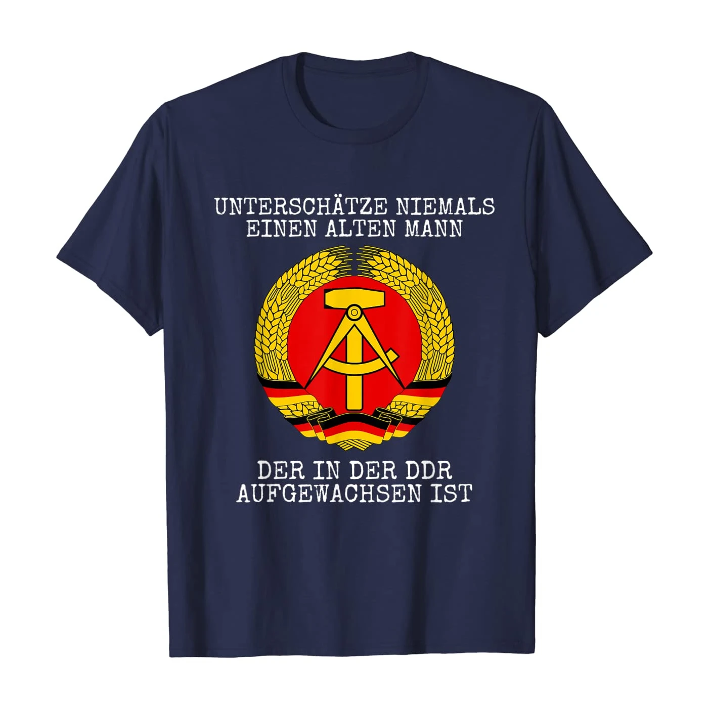Según lo medido, nunca en el DDR. Camiseta de Alemania Oriental Camisetas informales de manga corta, Top holgado 100% algodón