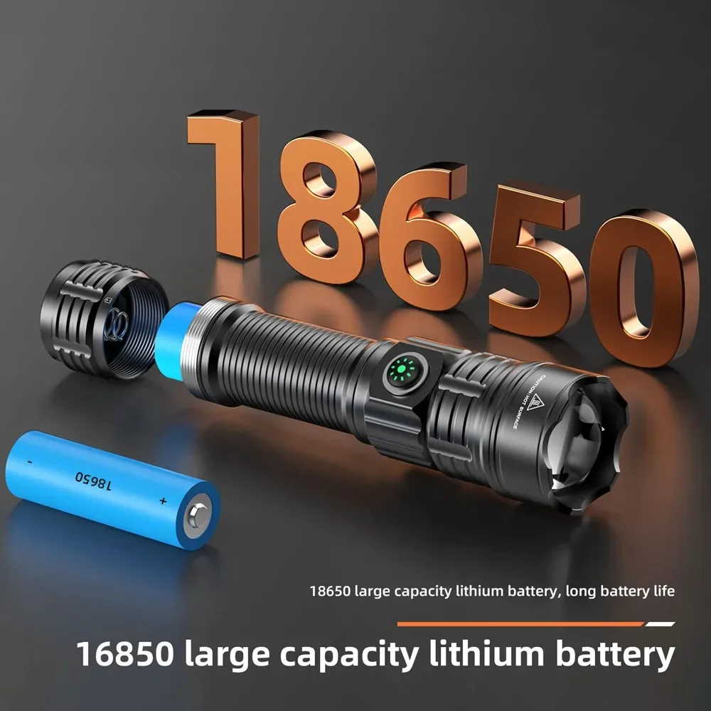 High Power LED Flashlight Outdoor Hunting Tactical Torch USB Rechargeable Zoomable Strong Light Lantern Powerful Long Range Lamp