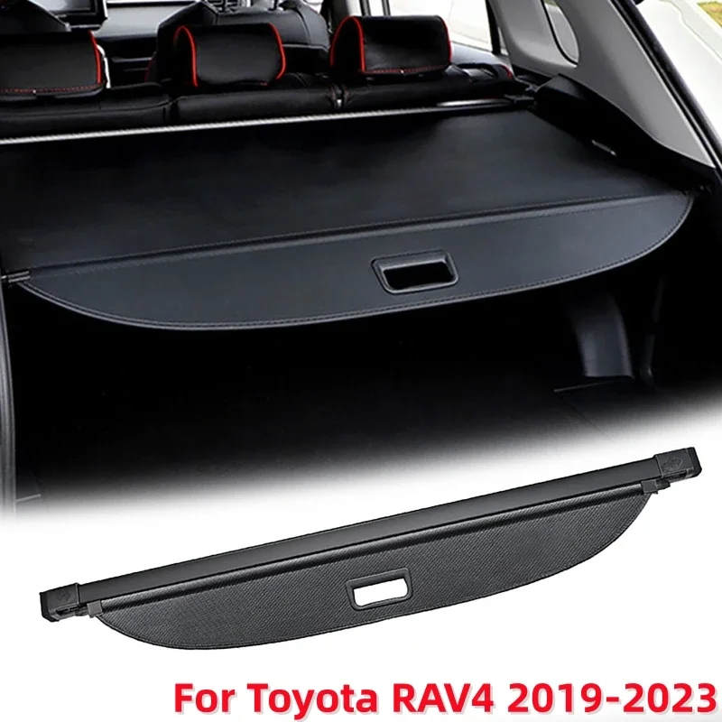 Black Carbon Fiber Car Trunk Cargo Cover Retractable Rear Trunk Storage Panel For Toyota RAV4 2019-2023