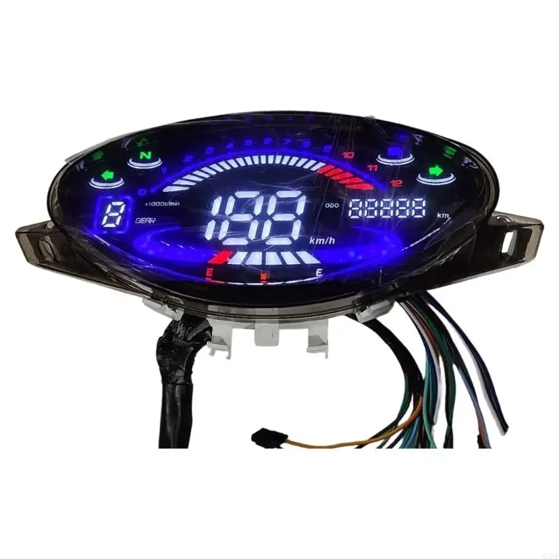 M76E Motorrad-Armaturenbrett-Ersatzgruppe mit LED-Digitalanzeigen, Kontrollleuchtenabschnitten, Kabelbaum und getönt – Detail 3