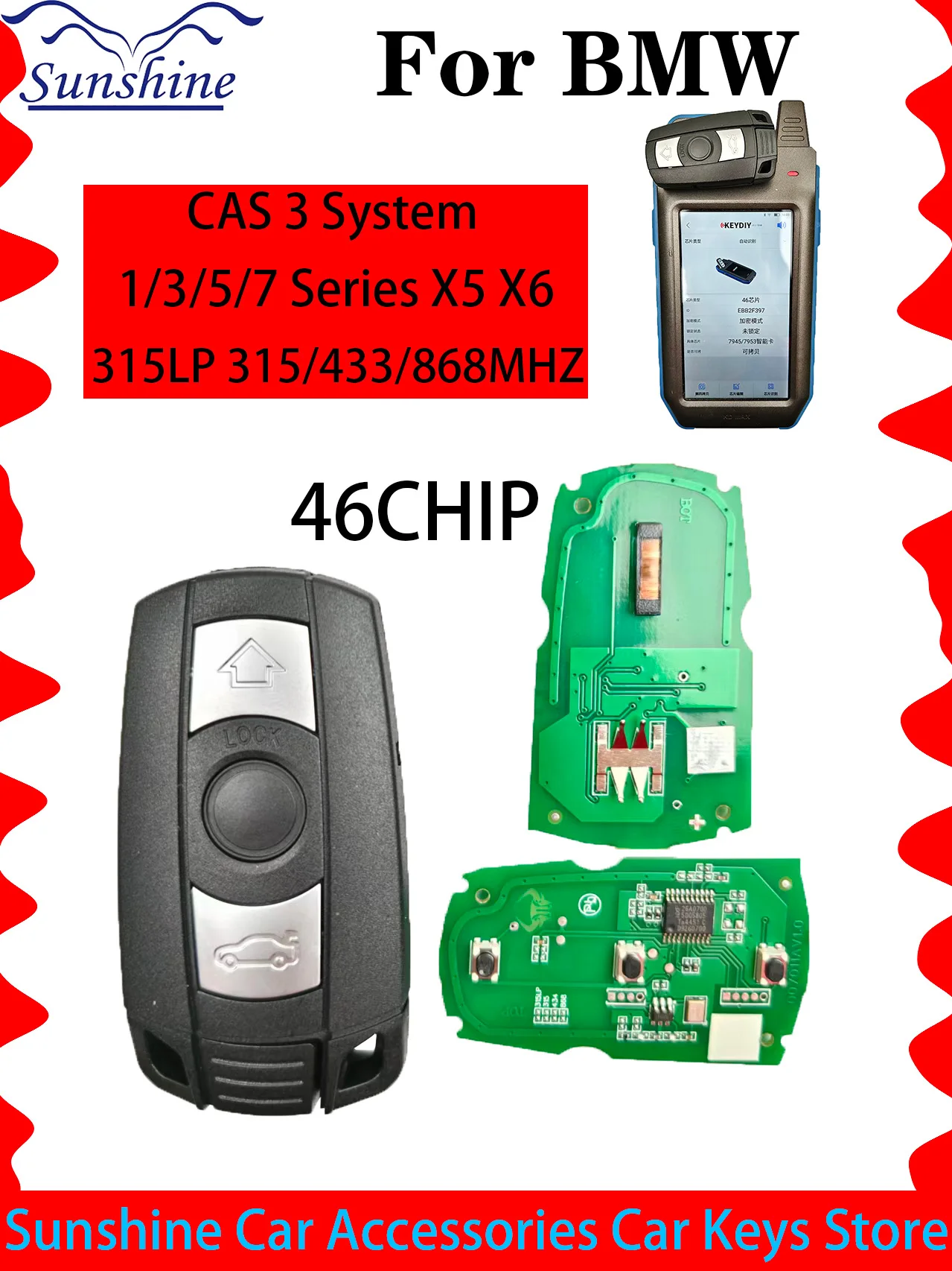 

Remote Half Smart Control Key For BMW 46Chip 315LP CAS3 System 1/3/5/7 Series X5 X6 E60 E61 E70 E71 E87 E90 Z4 315/433/868MHz