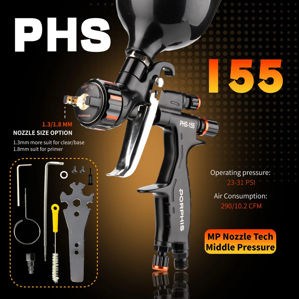 PORPHIS PHS-155 HVLP Spray Gun 1.3mm for DIY Painting