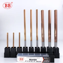 BB 1mm-20mm Carbide Reamer Coated Spiral Straight Flute H7 Chucking Hardened Steel Metal Cutter 4 6 Flute CNC Hole Tool