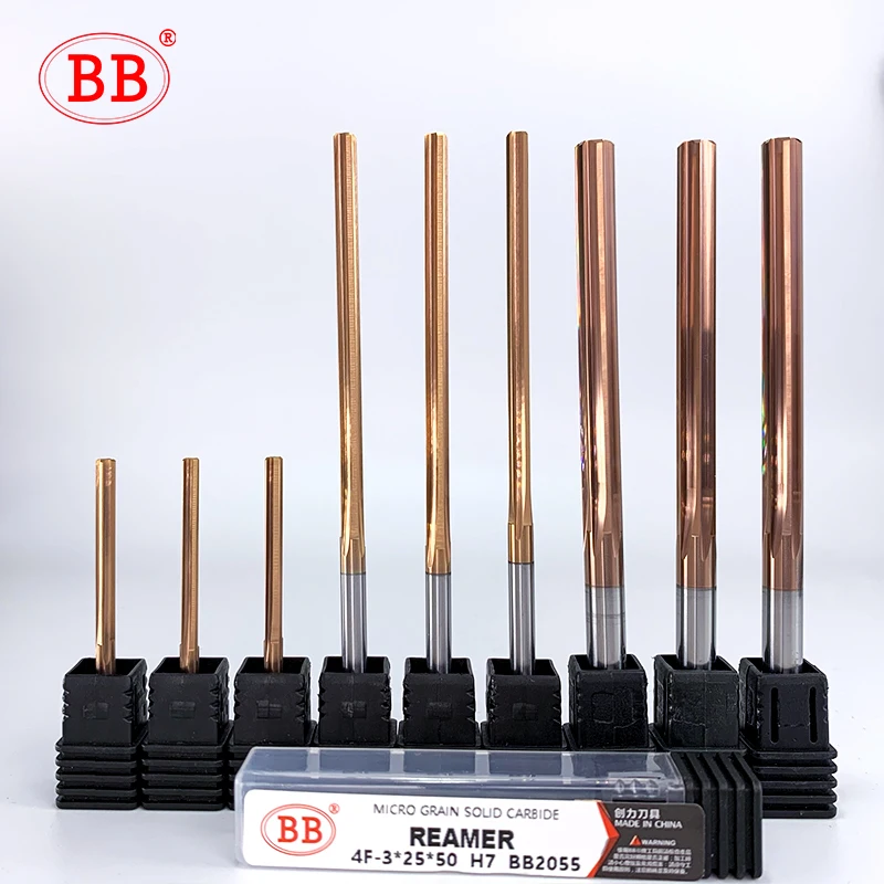 Bb-cortador de Metal de Aço Endurecido Alargador de Carboneto Revestido Espiral Flauta Reta Ferramenta de Buraco h7 Chucking Cnc Mm20 mm