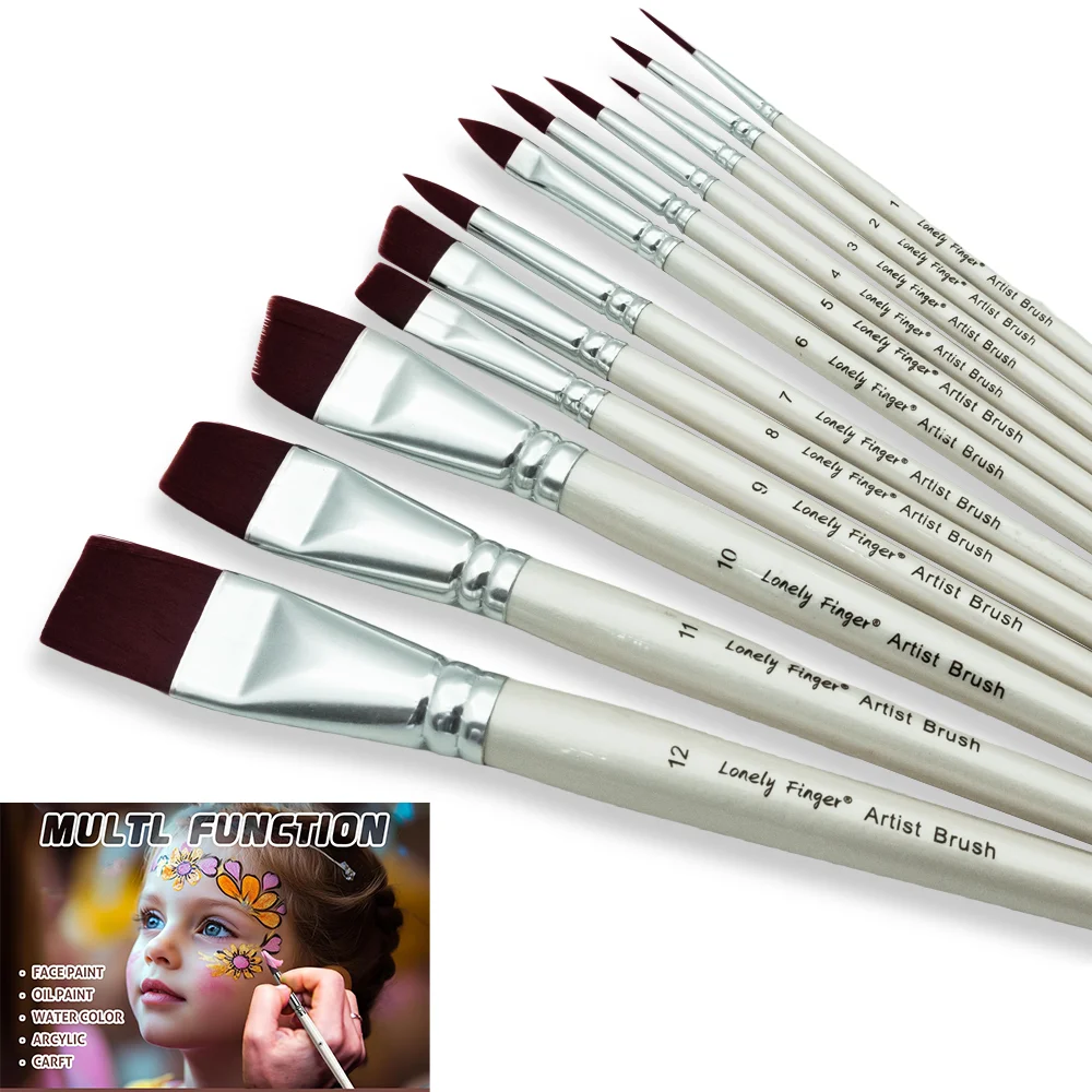 Face Paint Brushes, Lonely Finger Artist Acrylic Paint Brush Set for Face Body Shoe Painting, Ideal for Chrismas Halloween