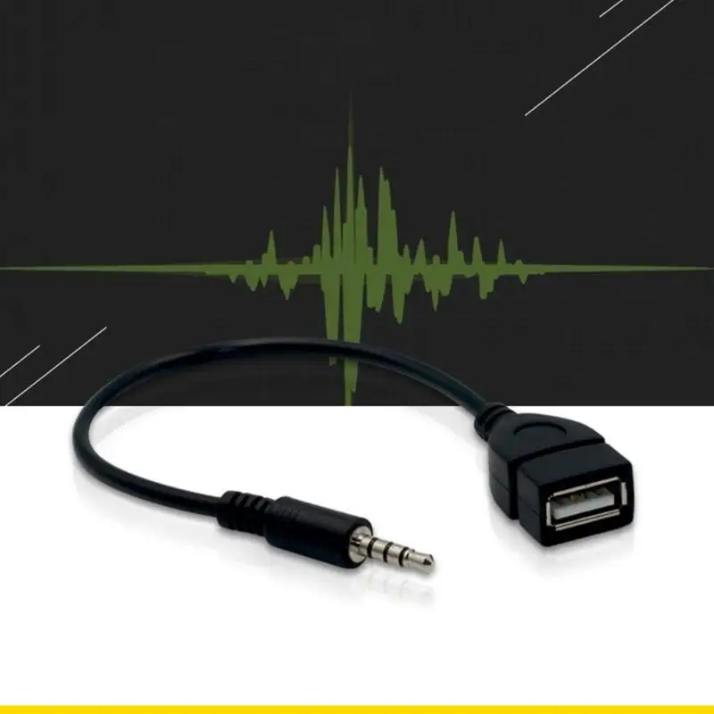 SZCH 3.5mm Male AUX Sound  Plugs Jacking to USB  Female Converter Adapter Cable Cord for Car Aux Port 20cm/8-inch Length Black