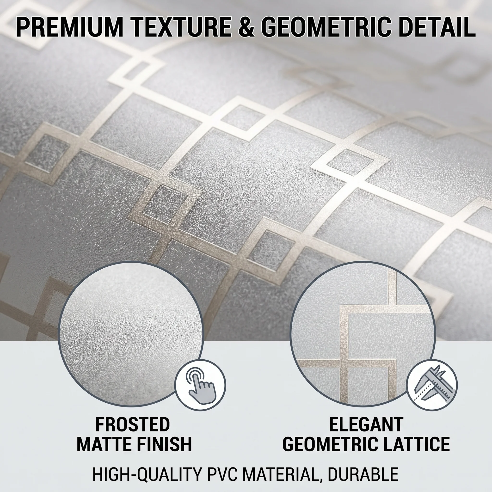 Geometric Lattice Self-Adhesive Window Film Frosted Matte UV Blocking Waterproof Privacy Glass Decal for Bathroom Anti Peeping