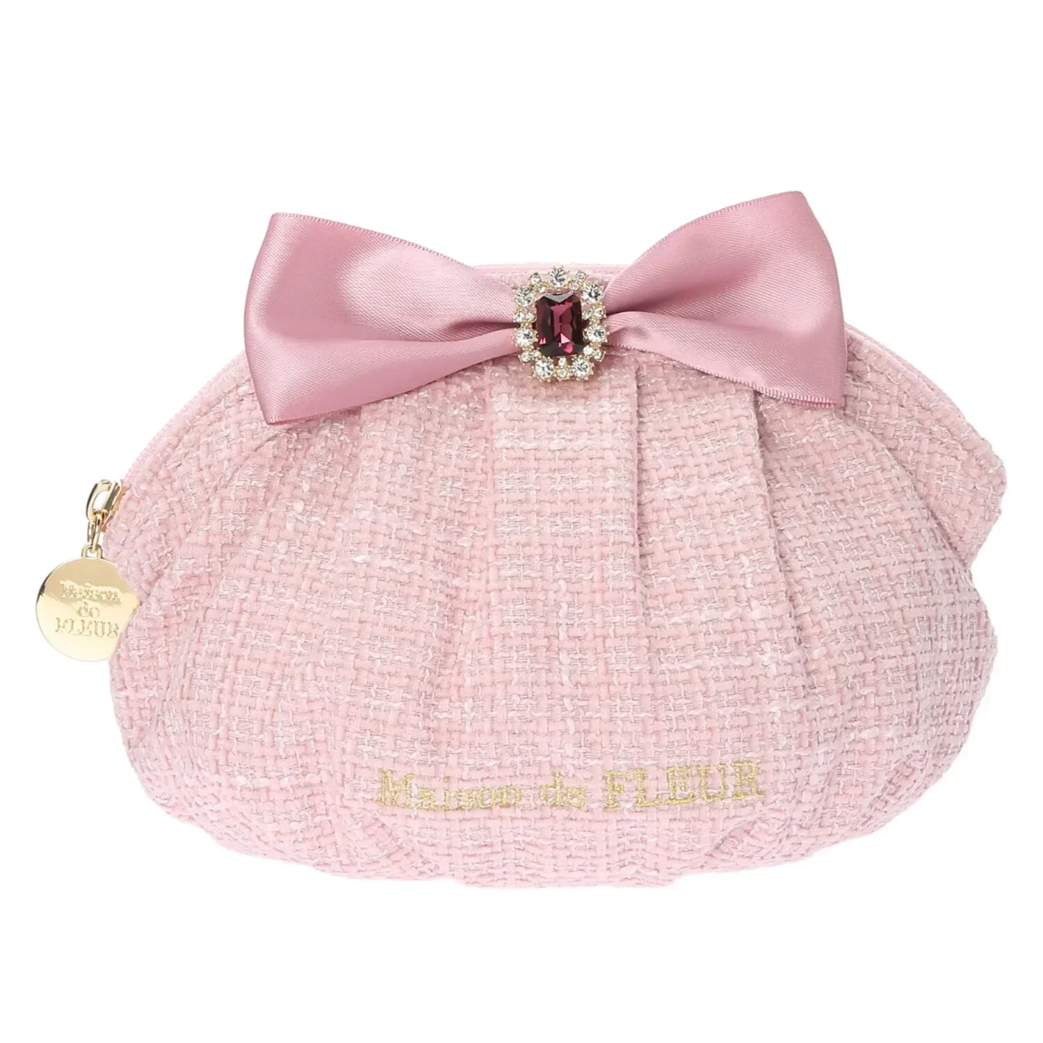 Japanese Autumn Winter New Houndstooth Rhinestone Bow Portable Makeup Bags Students Coin Purse Storage Women\'s Cosmetic Bags