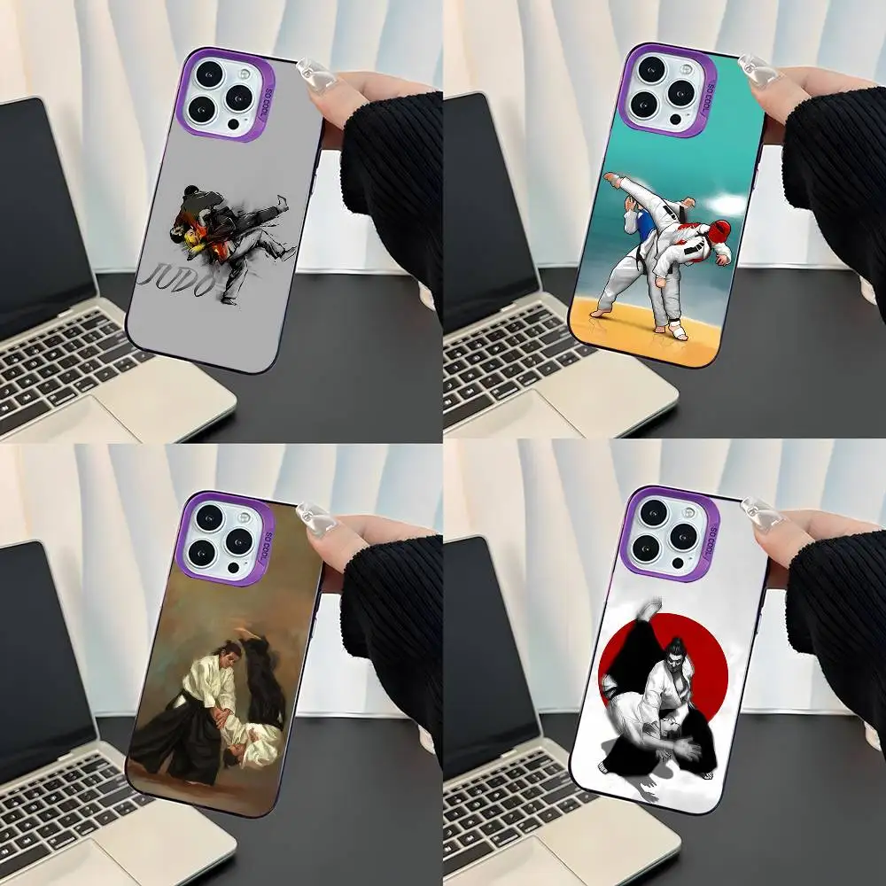 

Japanese Martial Arts Judo For iPhone 17,16,15,14,13,12,11,Mini,Pro,E,SE4,XS,MAX Purple Shockproof Candy Matte Cover