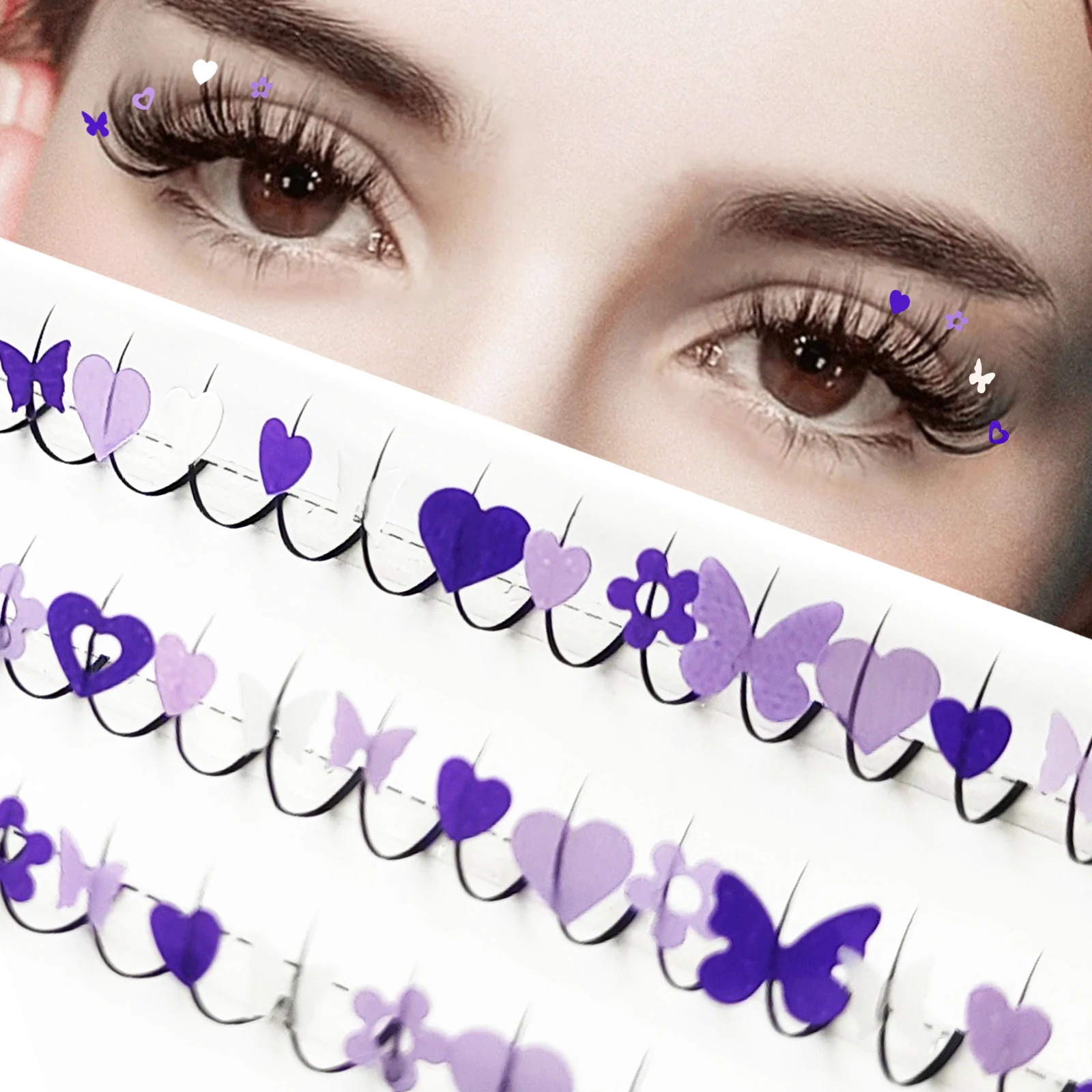 Brokatowe wróżkowe przedłużanie rzęs Walentynkowe rzęsy Dream Purple Love Butterfly Lashes Miękkie i wielokrotnego użytku