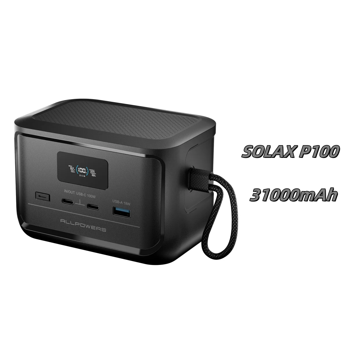 باور بانك محمول من ALLPOWERS SOLAX P100 بقدرة 128 وات 99 وات في الساعة بطارية LiFePO4 مخرج USB بقدرة 31000 مللي أمبير في الساعة للتخييم في الهواء الطلق والسفر