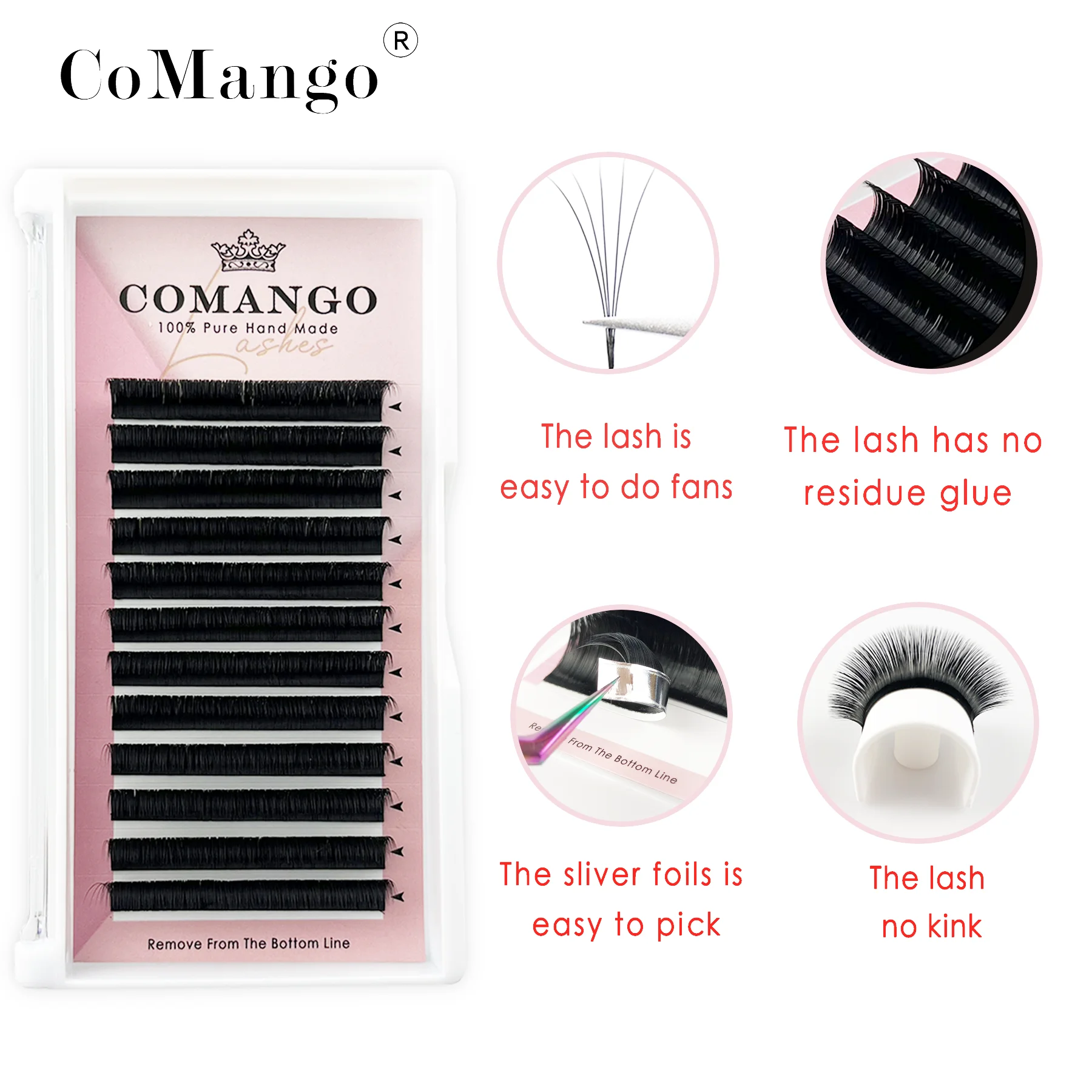 Comango Easy Fan Lashes Faux Mink Eyelash Extension Fast Bloom Automatic Flowering Self-Making Volume Soft Natural Makeup Beauty