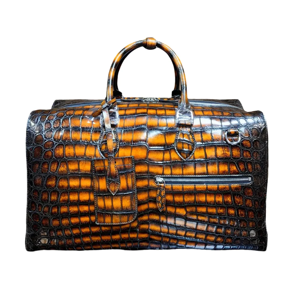 New authentic crocodile leather men's travel bag women's large-capacity real crocodile leather shoulder bag brand travel handbag