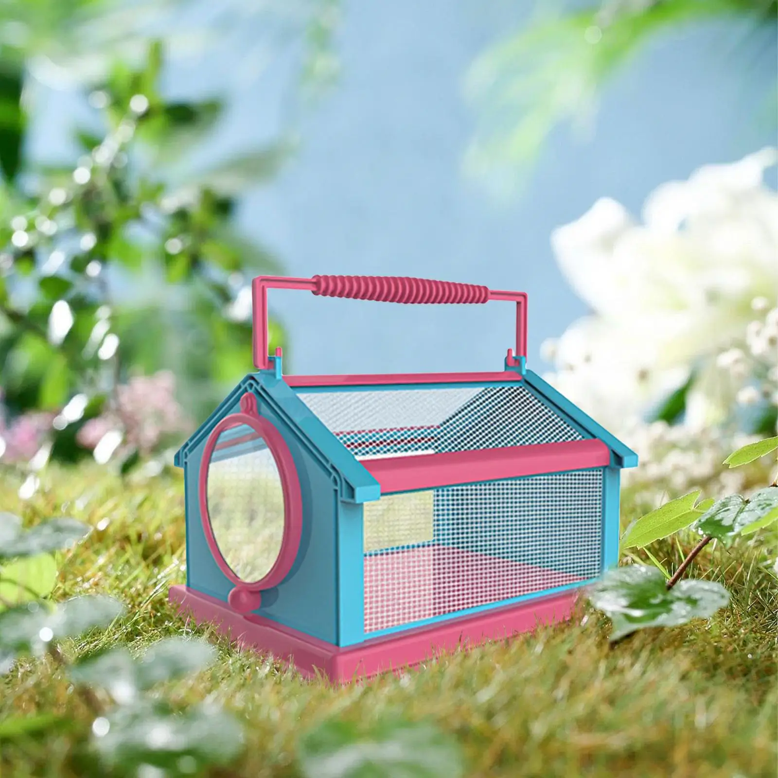 Insetto farfalla Habitat gabbia Mesh Cage pieghevole per bambini all\'aperto Critter con manico per il trasporto accessori per la scienza della natura