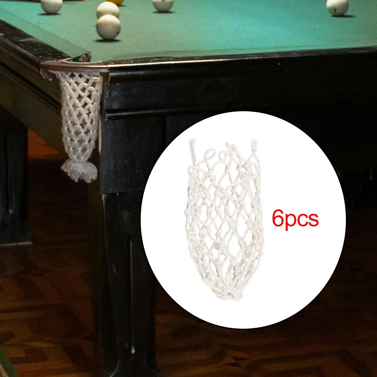 6x Billiards Table Nets Lightweight Replacement Support Pool Table Pocket Snooker for Billiards Tabletop Men Women Training