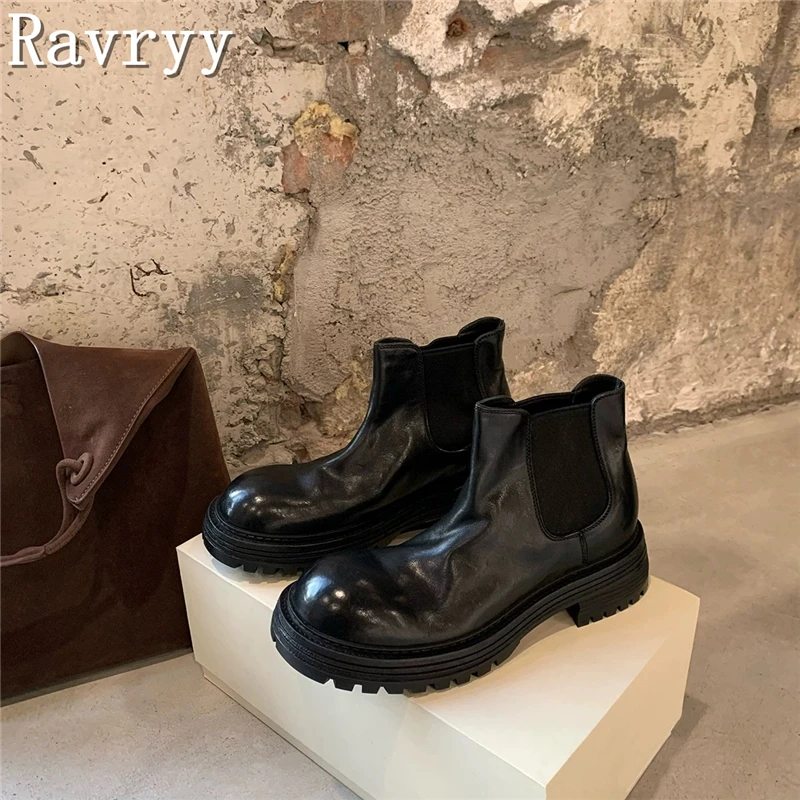 جولة تو سميكة سوليد الرجال حذاء من الجلد موجزة الارتفاع زيادة الانزلاق على شريط مرن الكاحل الخريف الجوارب #2