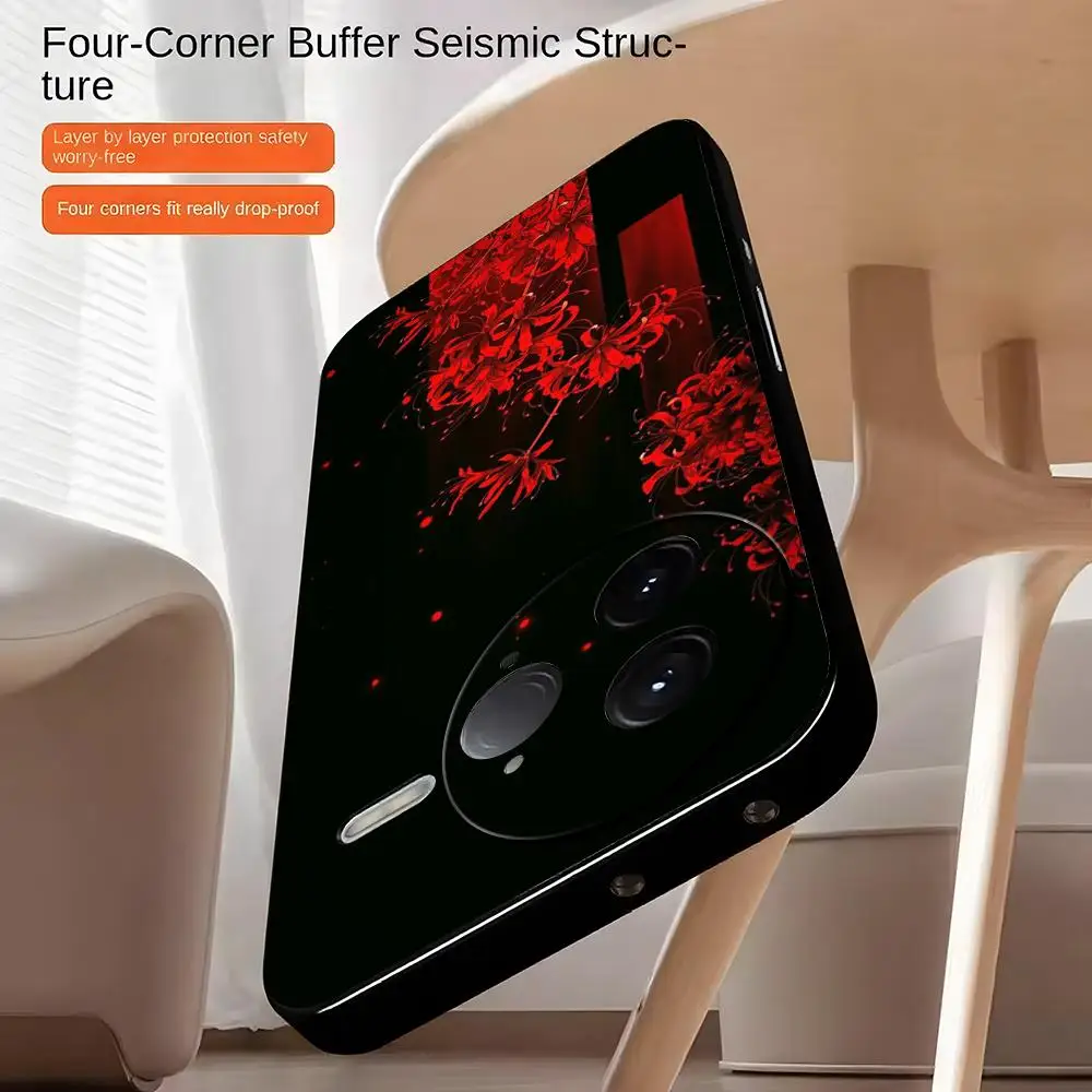 painting design Red spider lily Japan art Phone Case For Xiaomi POCO M7 M6 M5 X7 X6 X5 F7 F6 F5 Soft Black Pro 5G Phone Cover view 2