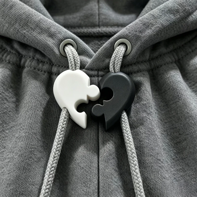 3Set Split Heart Puzzle Cord Lock, Plastic Toggle Stopper, Drawstring End Lock for Hoodies Sweatpants Backpack Couple Clothing