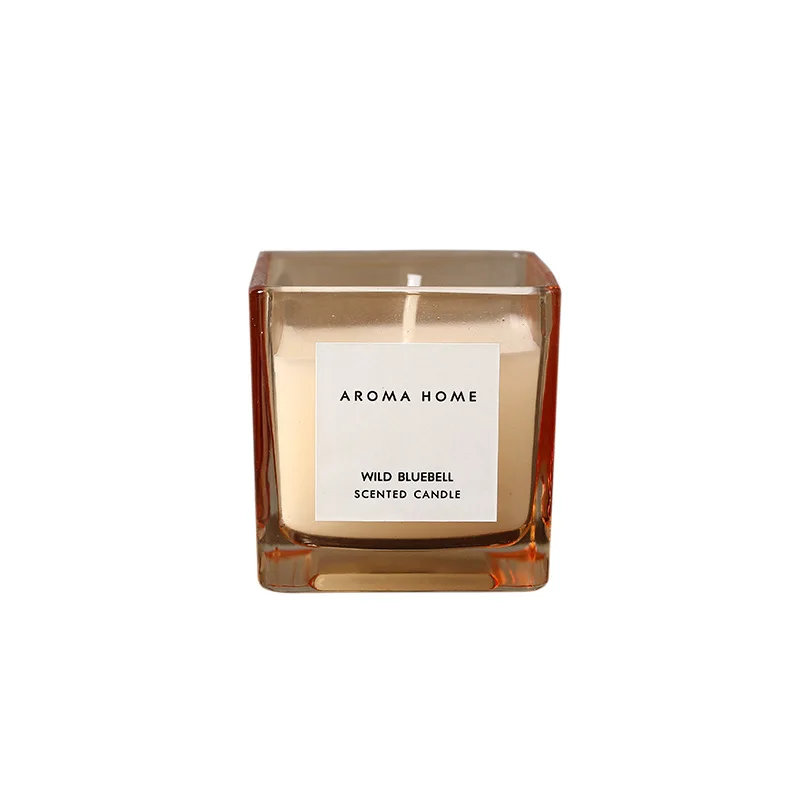 Ins Style Vintage Square Glass Jar Scented Candle Essential Oils Soy Wax Candle Aromatherapy Home Decoration Birthday Xmas Gift