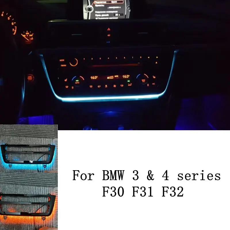 radio trim led dashboard center console light with blue and orange AC panel Atmosphere lighting For BMW 3 & 4 series F30 F31 F32