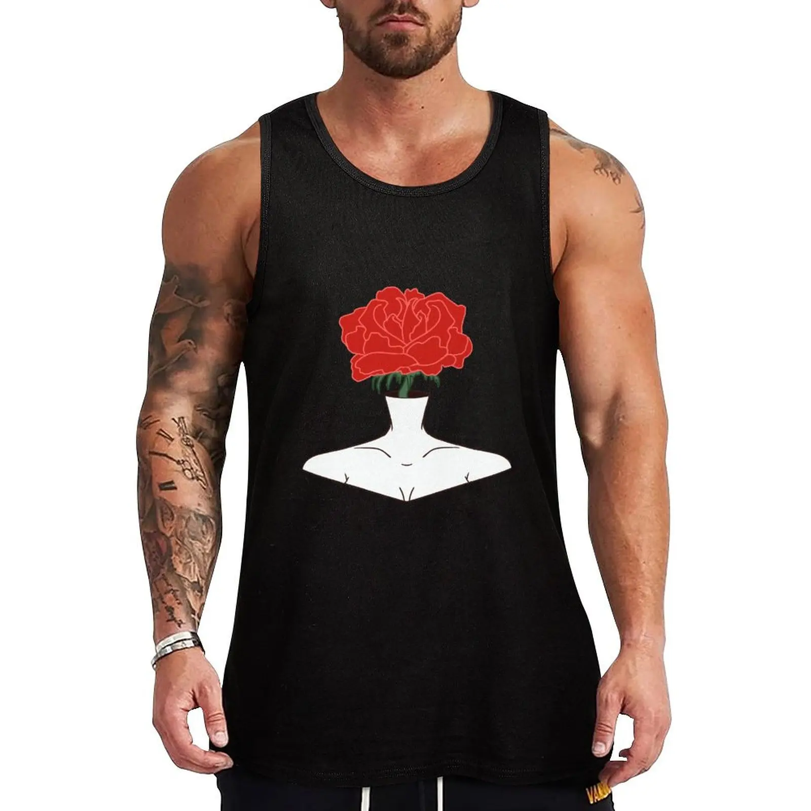 Rose Head Tank Top Running Jogging Tank Top Moisture Wicking Dry Fit