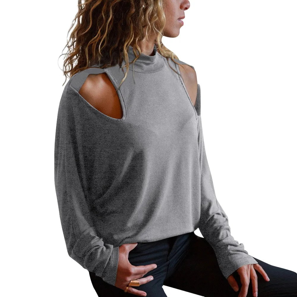 قميص فضفاض بأكمام طويلة وياقة نصف عالية للنساء، مناسب للربيع والخريف، بأكمام خفاشية، قميص أساسي عصري مع خدمة تصميم مخصصة #3