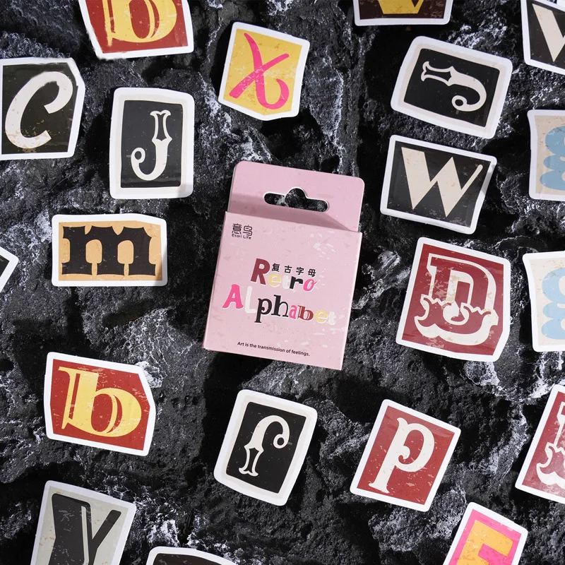 52pcs Retro Colorful English Letter Sticker DIY Decorative Diary Notebook Phone Scrapbook Cute Stickers Cheap Kawaii Stationery