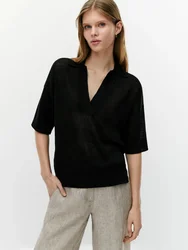 Ethereal MD 2026 YAZHIMEI new style of Women's casual linen short-sleeved polo shirt