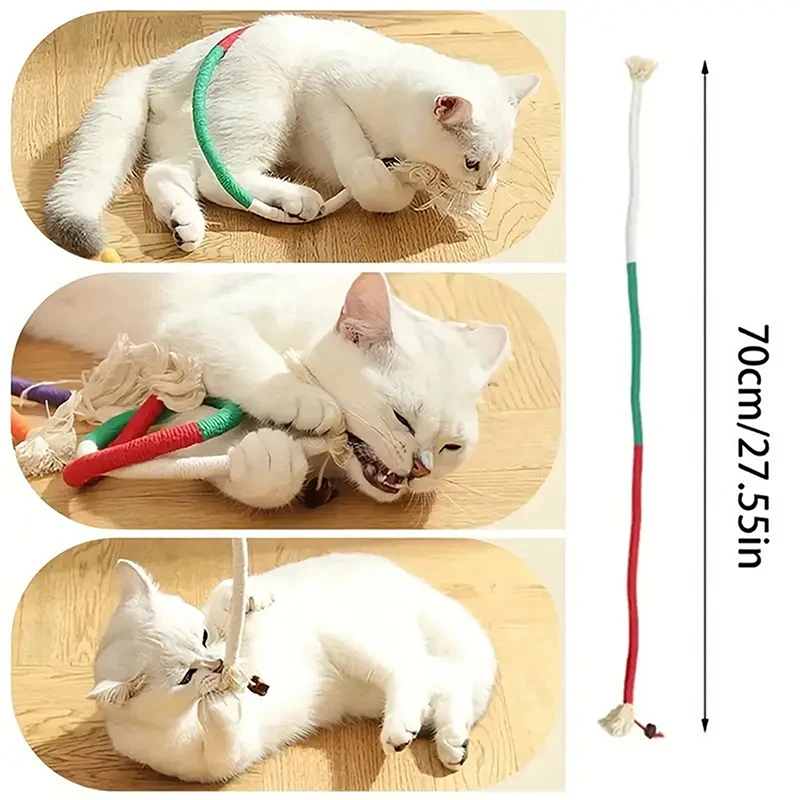 Juguetes para masticar para gatos, tejido a mano, cuerda de algodón resistente a mordeduras Molar, juguete para gatos, juguete para tocar con boca limpia, suministros para mascotas