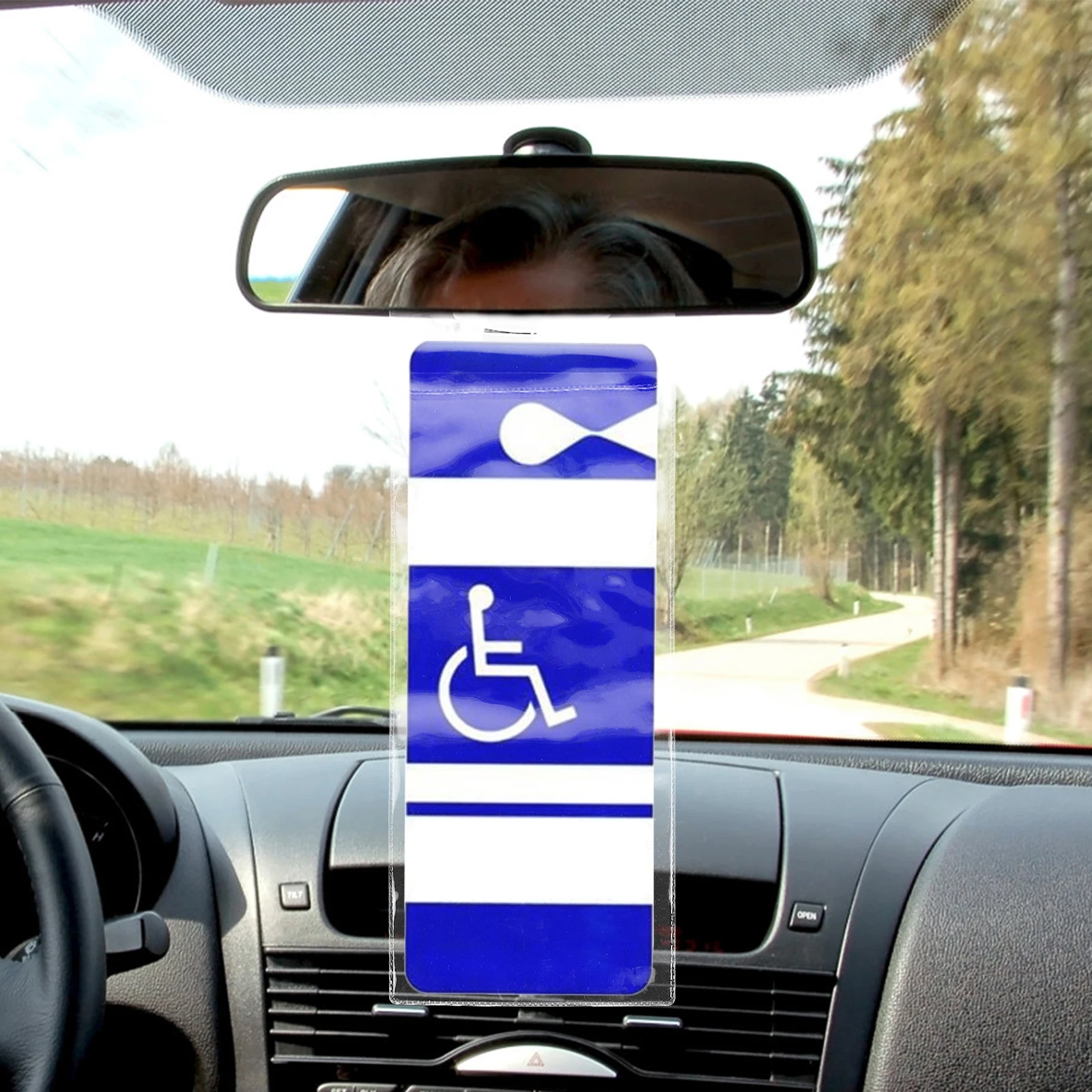 6pcs Disability Card Hook Bag PVC Transparent Placard Holder for Car Parking Permit Windshield Storage Display