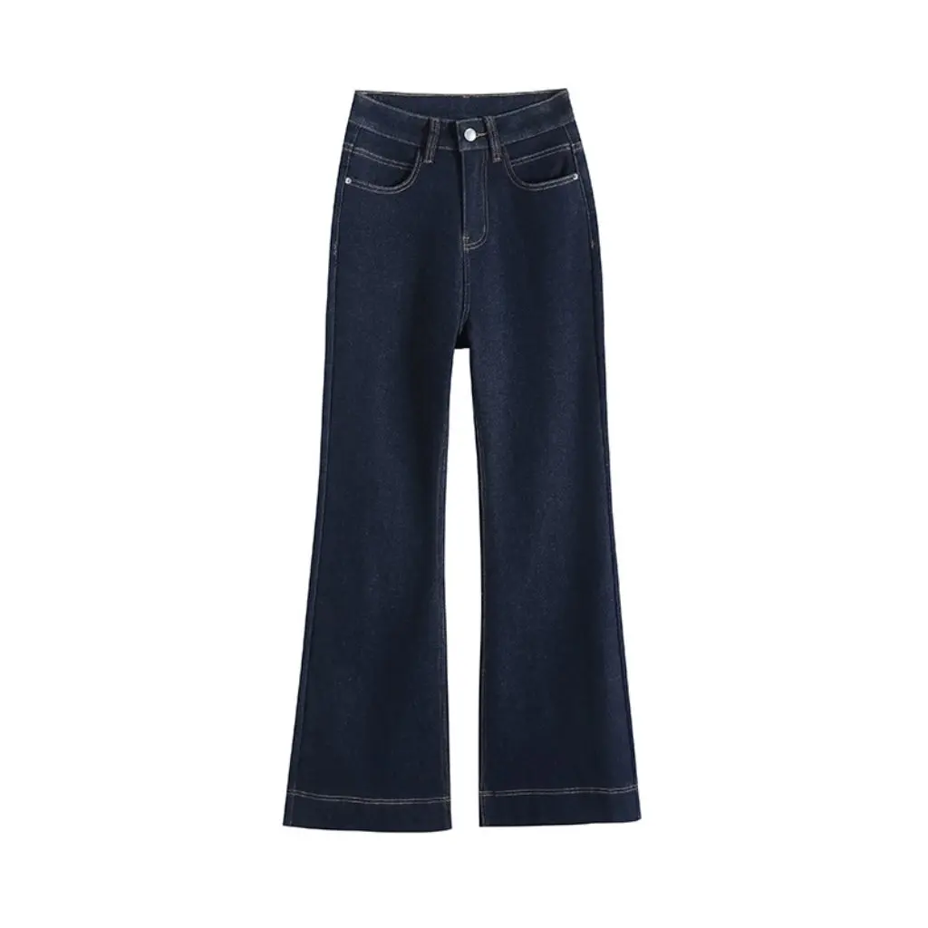 

Zhijue Women's High-Waisted Retro Wide-Leg Jeans European American Ins Style Loose Slim Fashionable Floor-Length Spring Pants