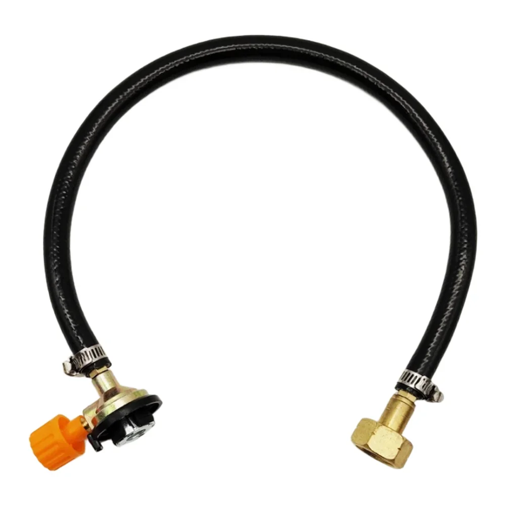 Outdoor Butane For Gas Refill Adapter with 50cm Hose for Cylinder Tanks Copper Iron Zinc Alloy and Rubber Black Design