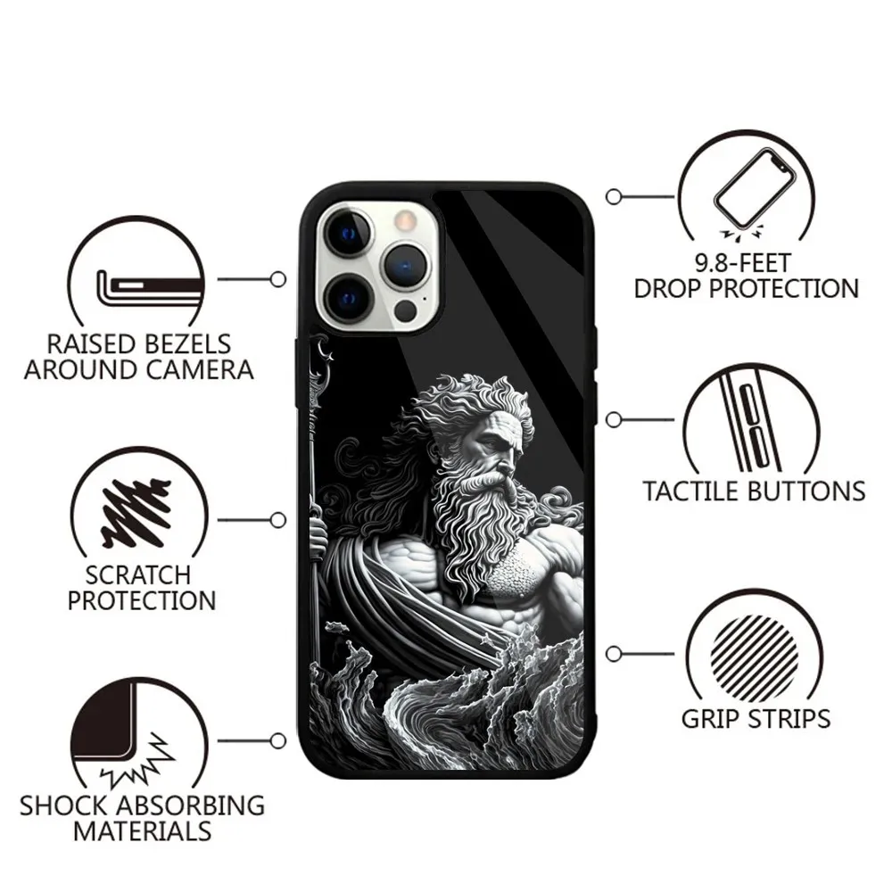 Greek God Statue Face Zeus Phone Case For iPhone 16,15,14,13,12,11,Plus,Pro,Max,Mini Magsafe Magnetic Wireless Charging