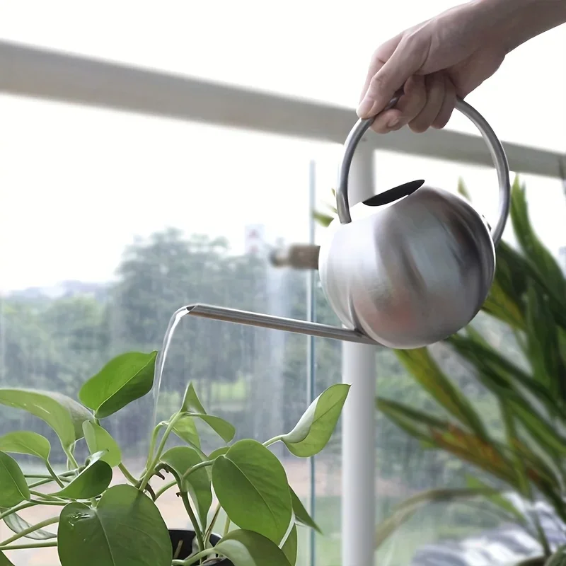 Stainless Steel Garden Watering Cans for Flowers Handheld Spherical Shape Watering Cans Vegetable Garden Funnel Watering Plants