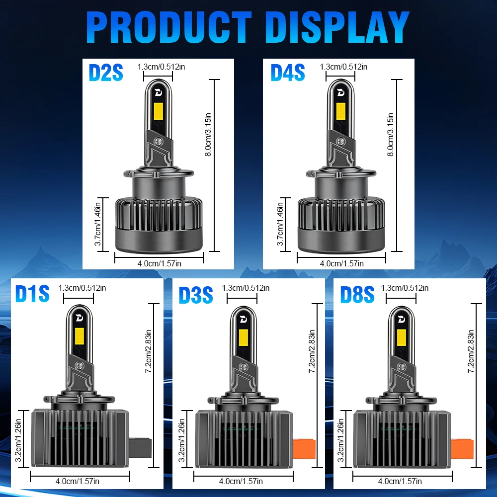 Roadsun D1S D1R D3S D3R LED Headlight Bulbs 80W 8000LM D2S D2R D4S LED Car Lamp for VW Golf 6 for BMW E92 E70 for Mercedes W212 view 2