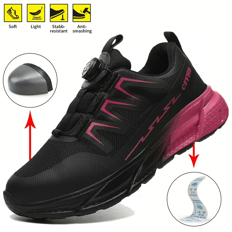 

Женские рабочие ботинки, противоскользящие ботильоны, рабочая защитная обувь с защитой от падения, дышащая защитная обувь для походов, уличная обувь для скалолазания