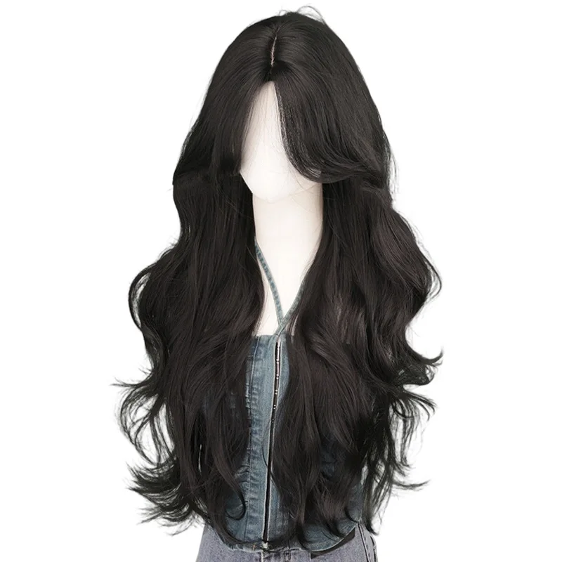 Peluca rizada ondulada, viento natural esponjoso, cubierta de cabello transpirable de seda de alta temperatura, cabello natural para fiesta de juegos de rol,