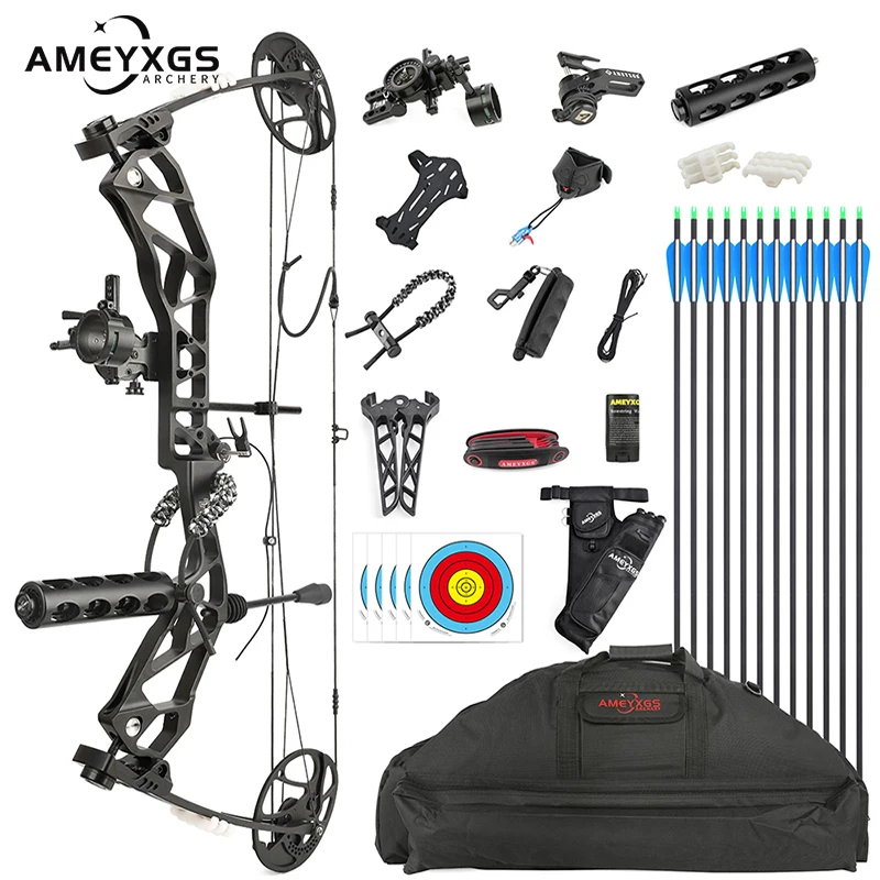 T1 19-70lbs Compound Bow Carbon Arrow Set Aluminum Alloy Handle Colorful Pulley Bow for Hunting Shooting Sport 75% Savings Ratio