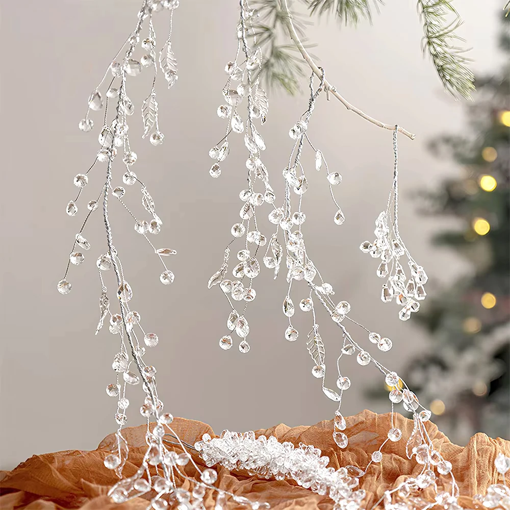 

Clear Acrylic Wire Bead Garland Strand Faux Crystal Bead String Garland Christmas Tree Craft Wedding Birthday Party Decor